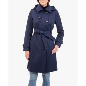 London Fog Double Breasted Trench Coat- XS Navy
